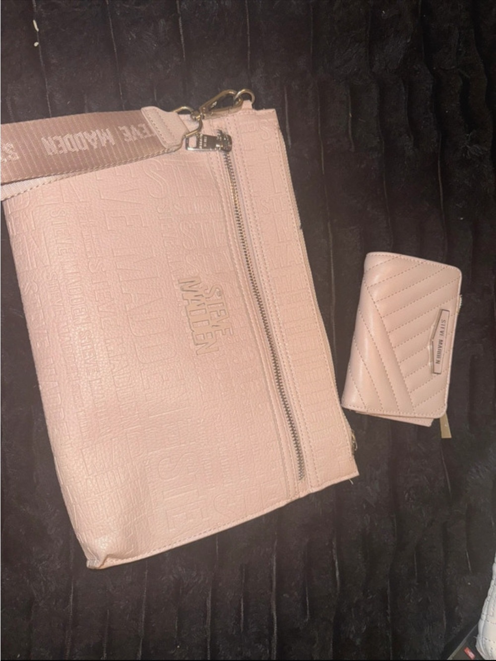 Steve Madden Blush Pink Crossbody Bag with Matching Card Wallet